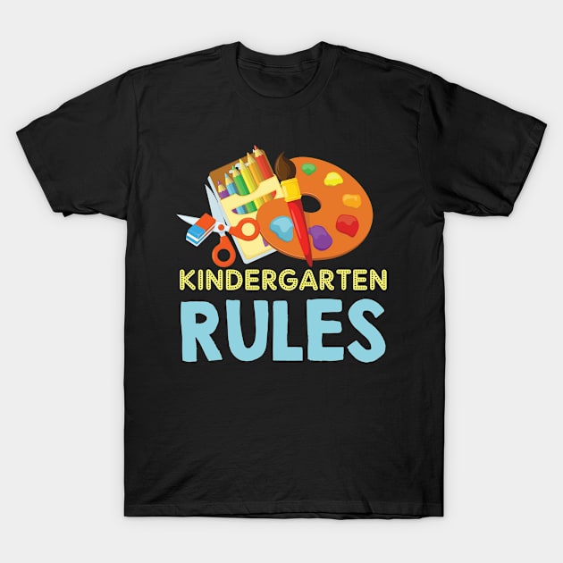 Kindergarten Rules Back to School T-Shirt by folidelarts